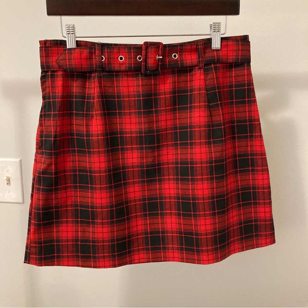 Divided Mango | Plaid Belted Mini Skirt | Size 10